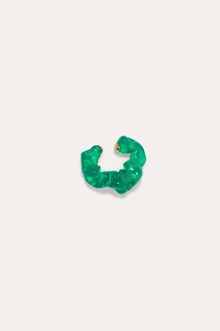 Ruffle - Green Bio Resin and Gold Vermeil Ear Cuff