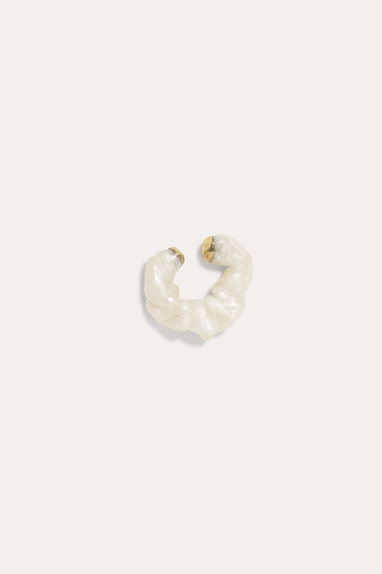Ruffle - Pearlescent White Bio Resin and Gold Vermeil Ear Cuff