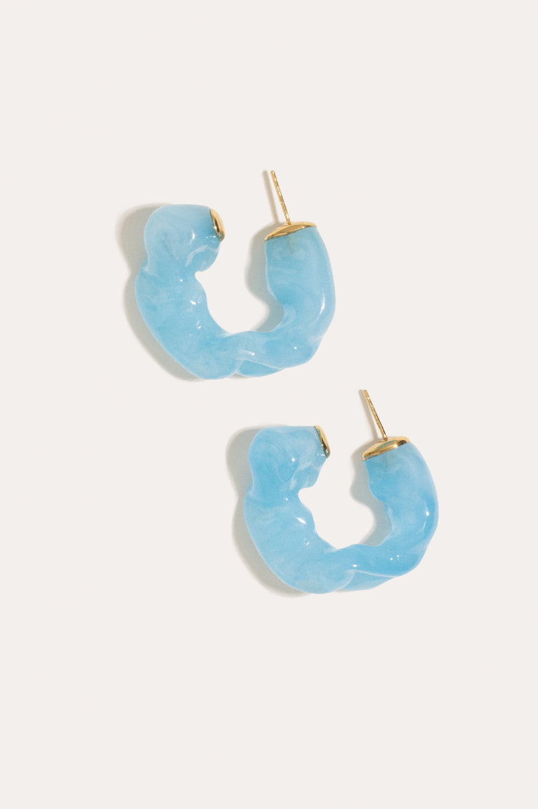 Ruffle - Blue Bio Resin and Gold Vermeil Earrings