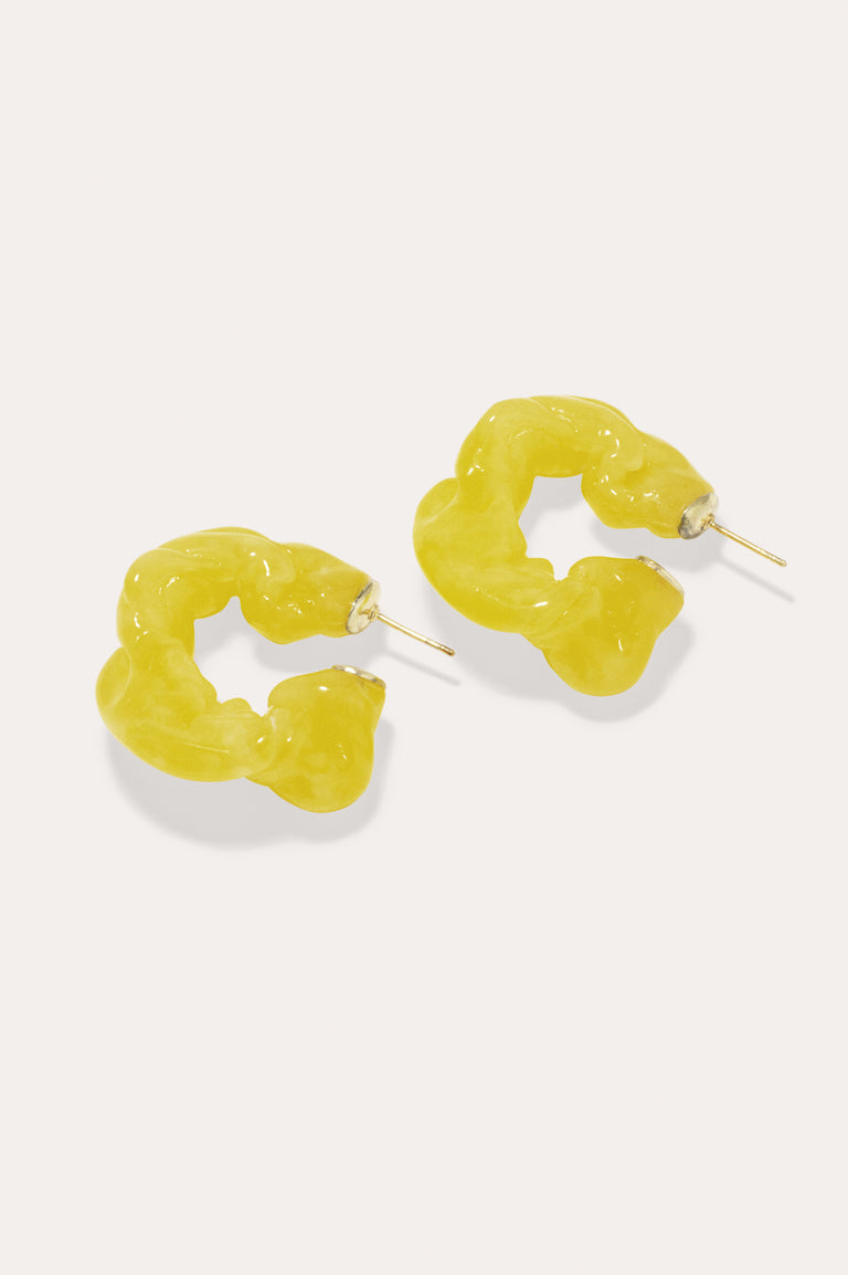 Ruffle - Yellow Bio Resin and Gold Vermeil Earrings