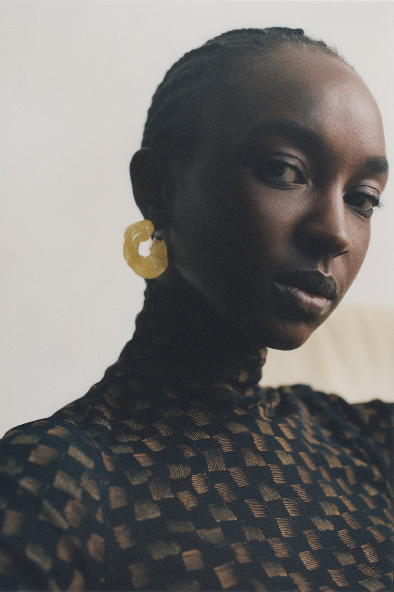 Boucles d'oreilles Ruffle - Bio-résine blanc nacré et Vermeil recyclé