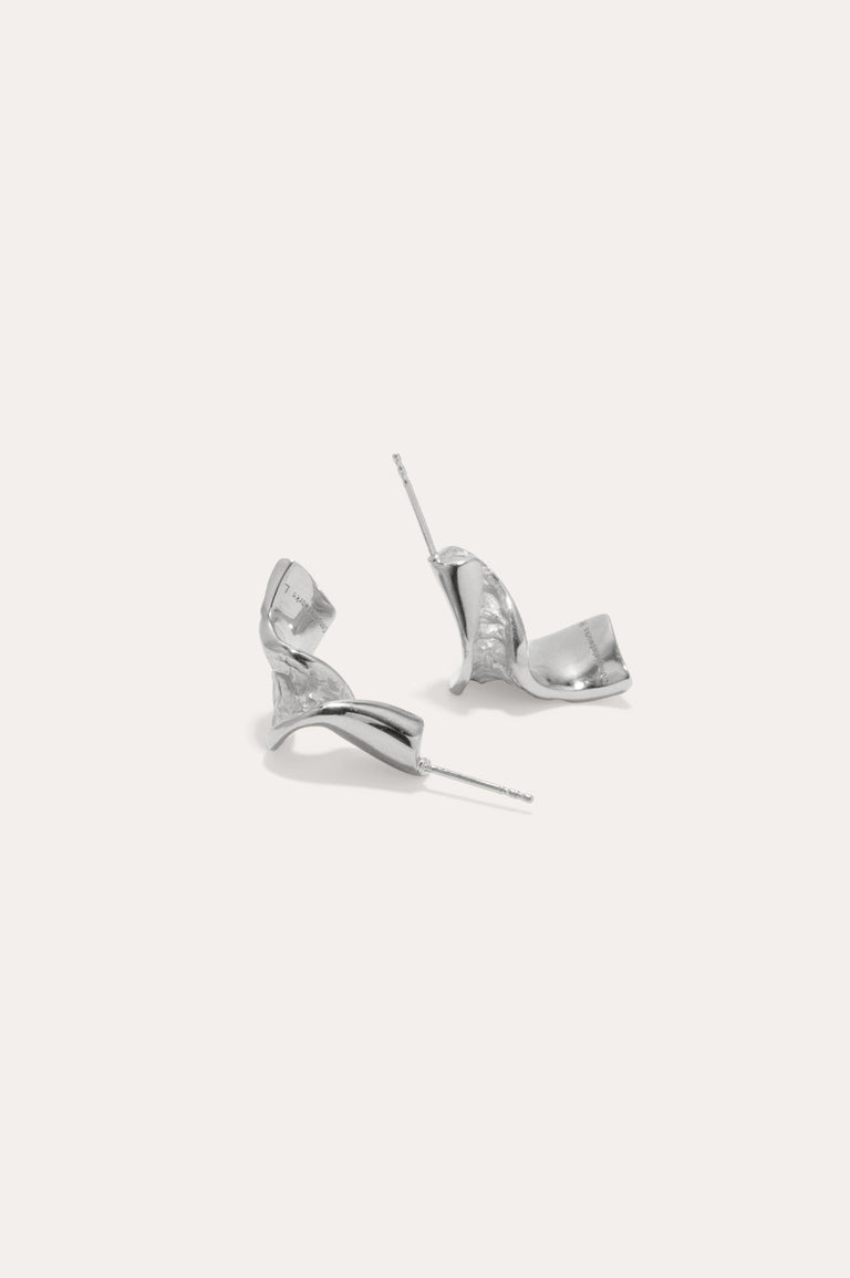 Ribbon II - Platinum Earrings