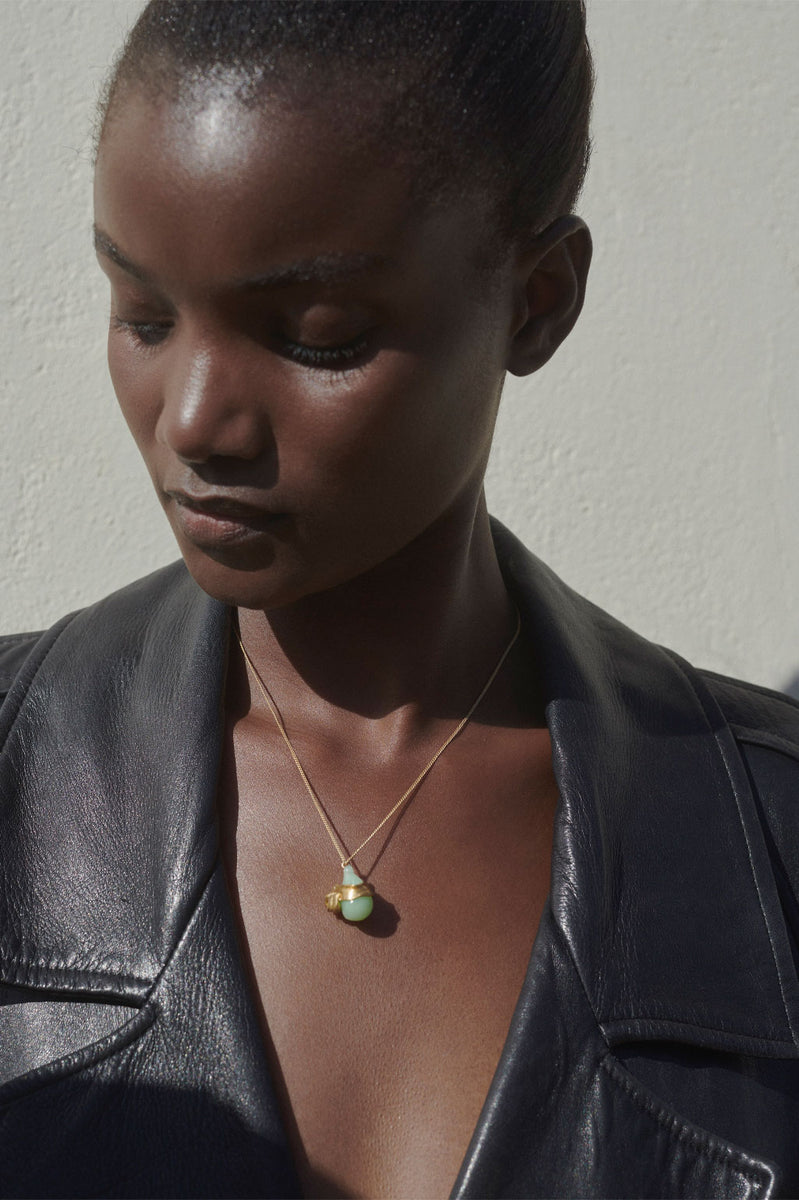 Wrapped Jade Bio Resin and Gold Vermeil Pendant Completedworks