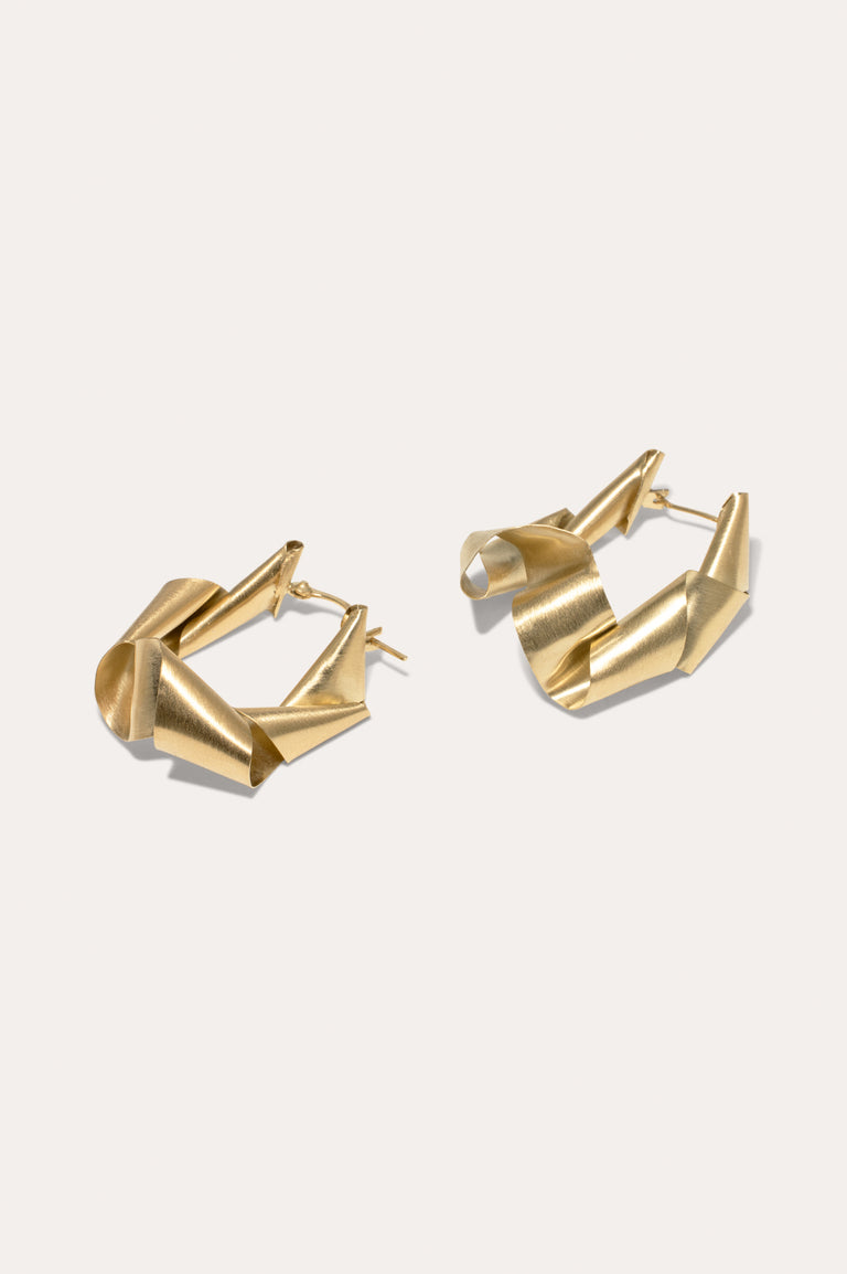 This is What Happens When the Paper Shredder Malfunctions III - Gold Vermeil Earrings
