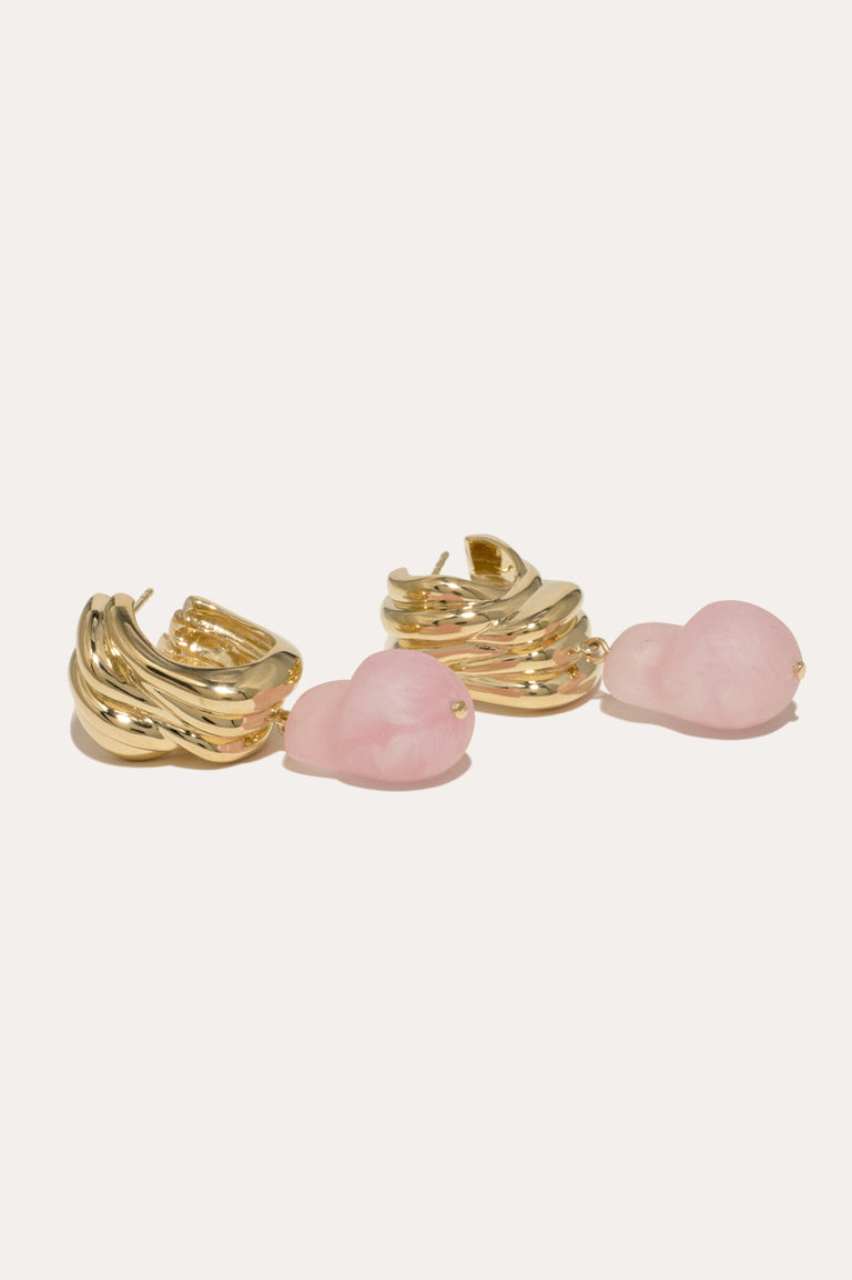 Off‐World - Pink Bio Resin and Gold Vermeil Earrings
