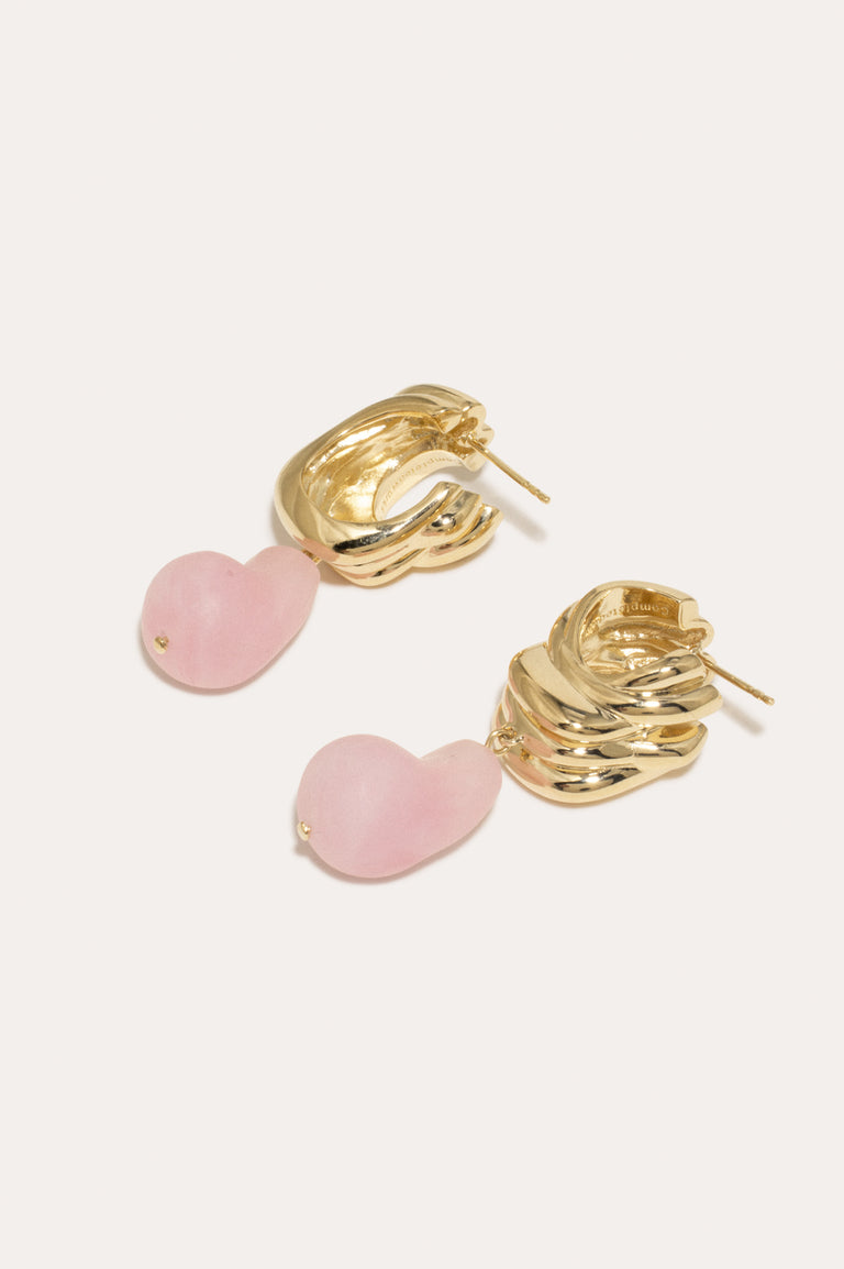Off‐World - Pink Bio Resin and Gold Vermeil Earrings