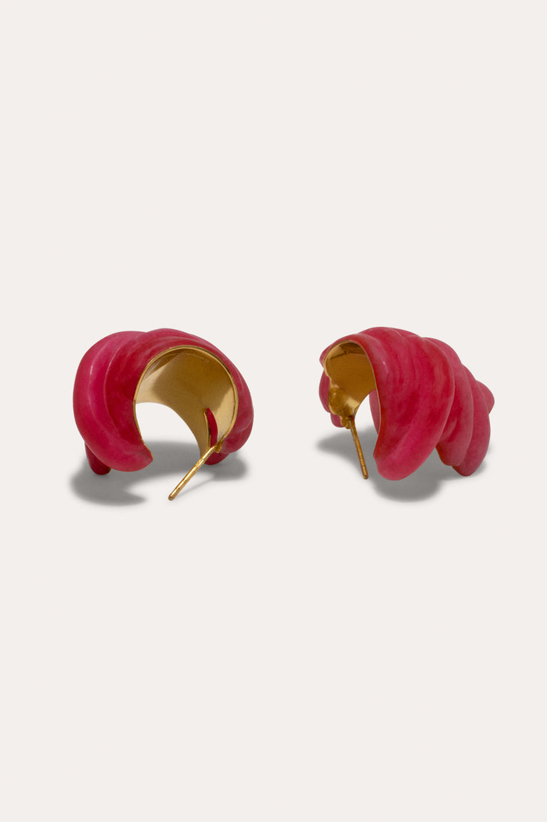 Clash - Pink Bio Resin and Gold Vermeil Earrings