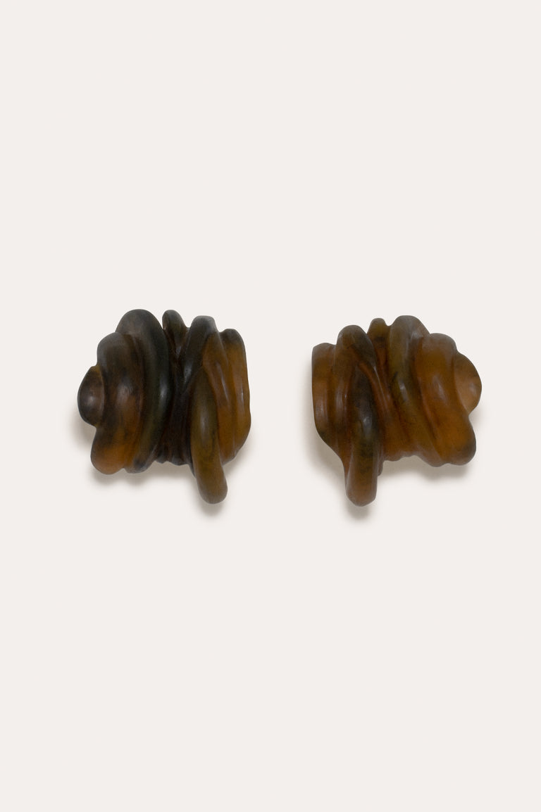 Clash - Tortoise Shell Bio Resin and Gold Vermeil Earrings