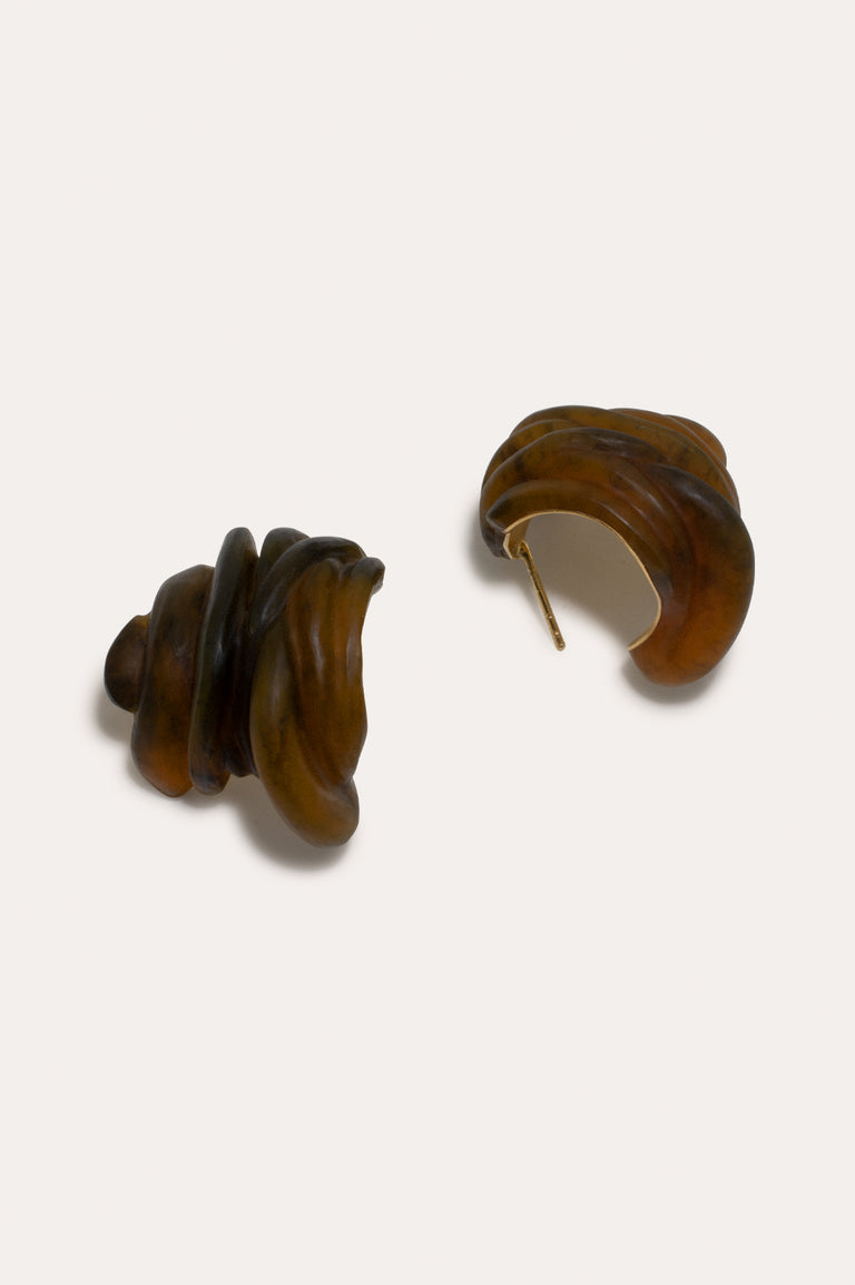 Clash - Tortoise Shell Bio Resin and Gold Vermeil Earrings