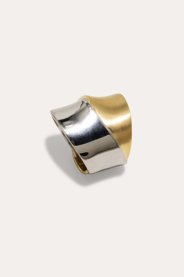 Ruban - Bague plaquée rhodium et or