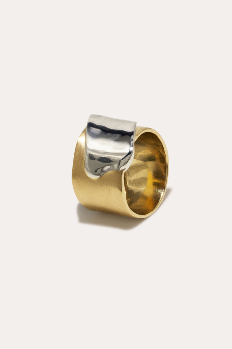 Ruban - Bague plaquée rhodium et or