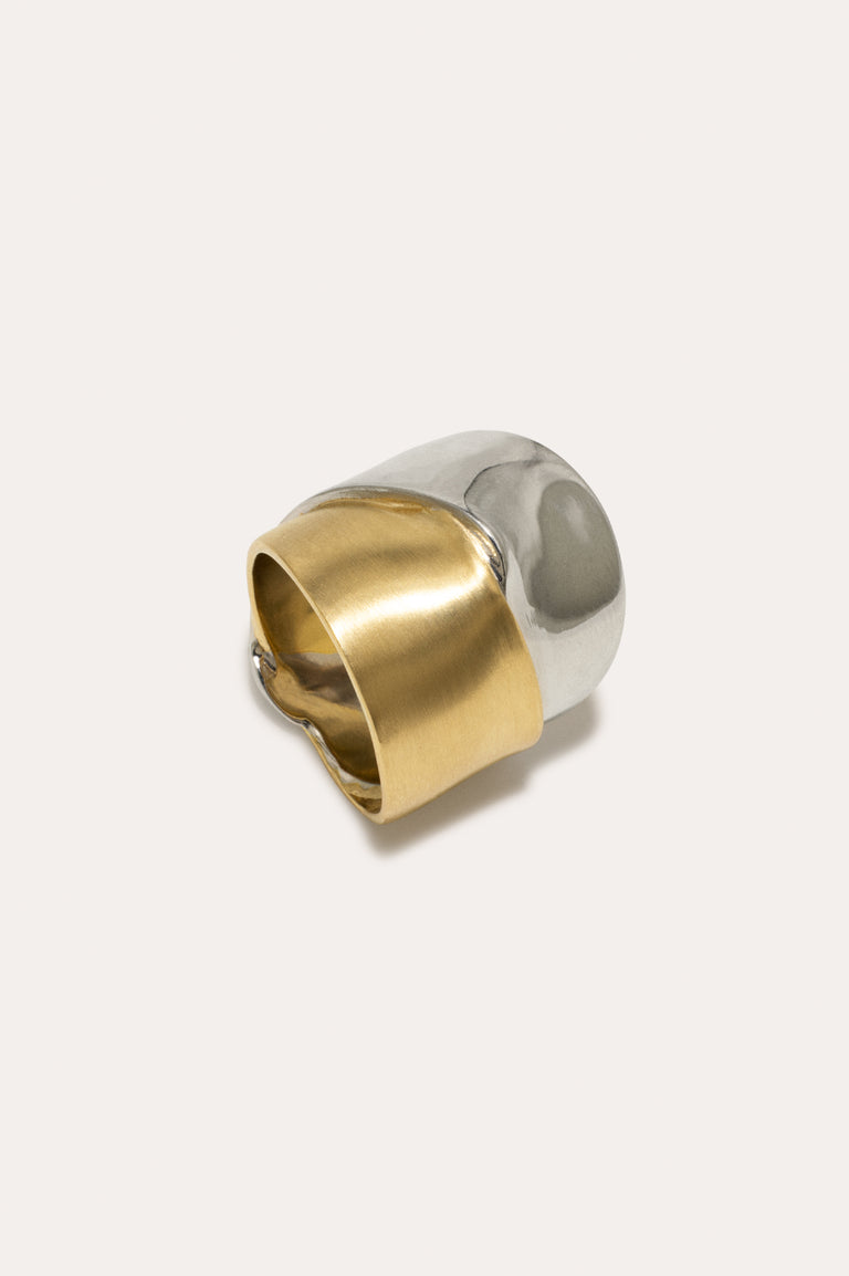 Ruban - Bague plaquée rhodium et or