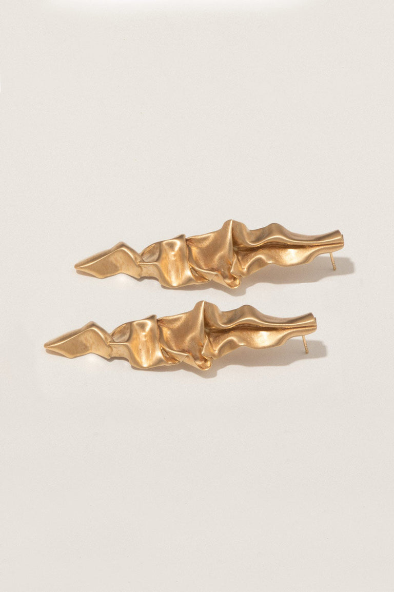Crumple -  Gold Vermeil Earrings