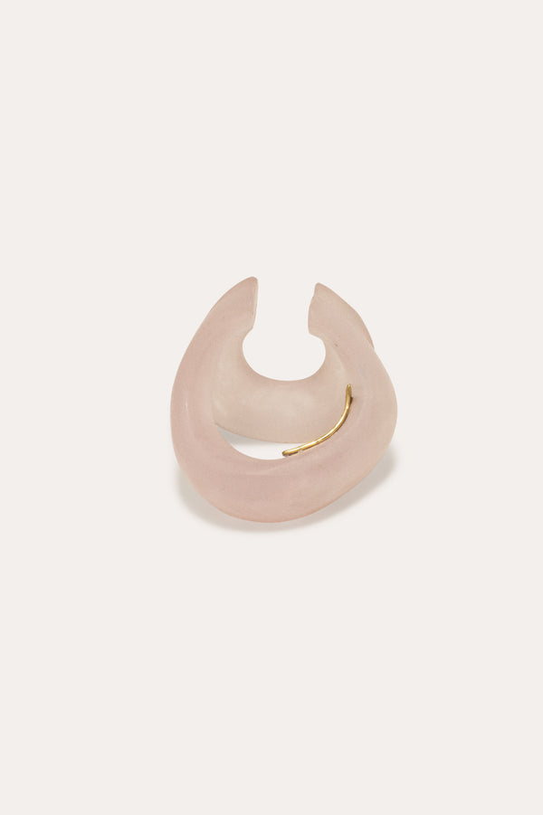R2147 - Bracelet d'oreille en résine organique de quartz rose et vermeil or