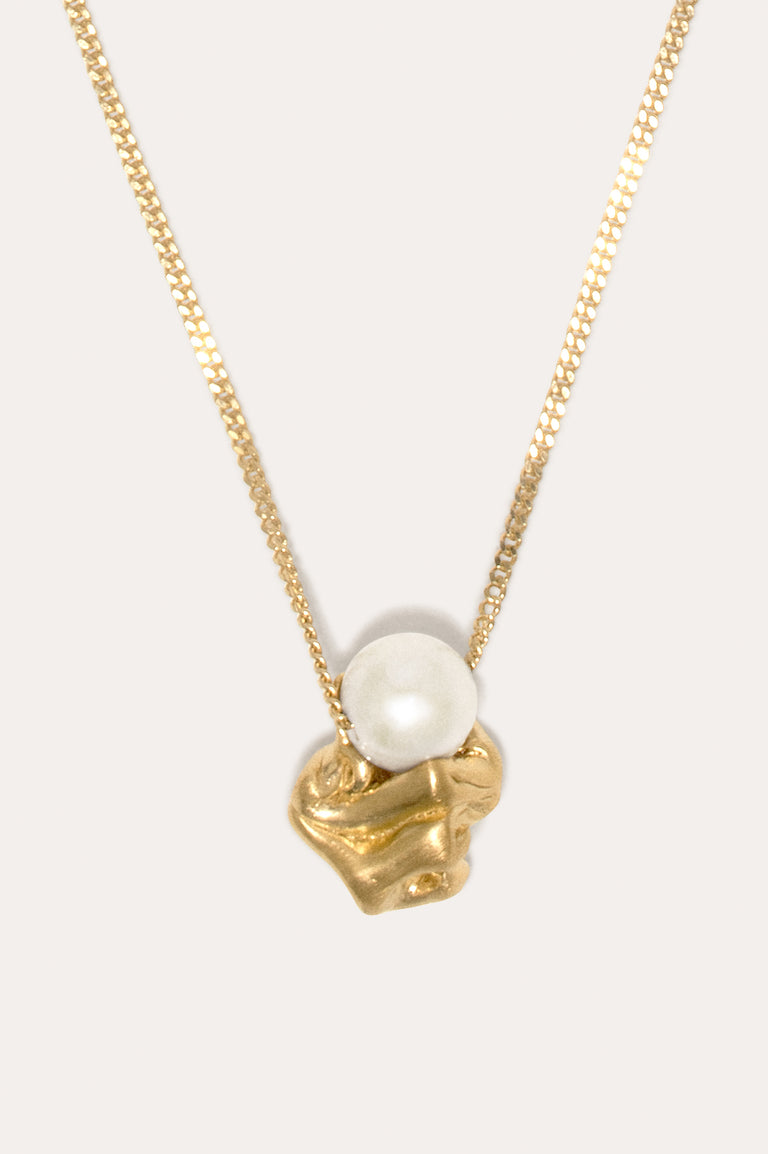 "Notsobig" Crumple - Pearl and Recycled Gold Vermeil Pendant