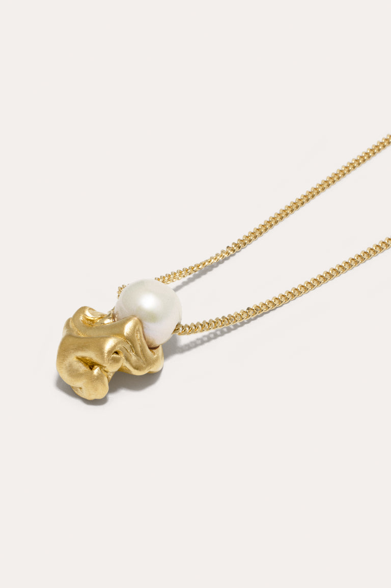 "Notsobig" Crumple - Pearl and Recycled Gold Vermeil Pendant