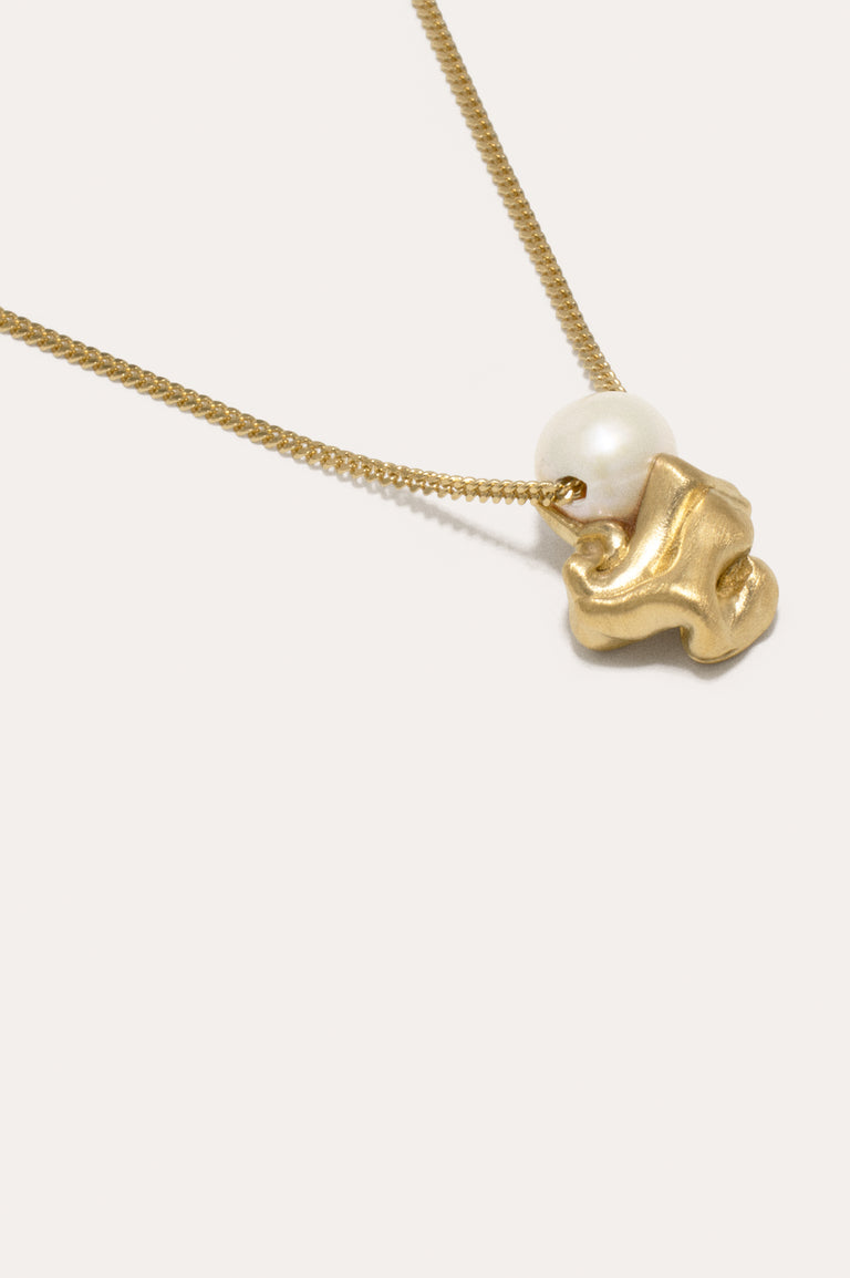 "Notsobig" Crumple - Pearl and Recycled Gold Vermeil Pendant