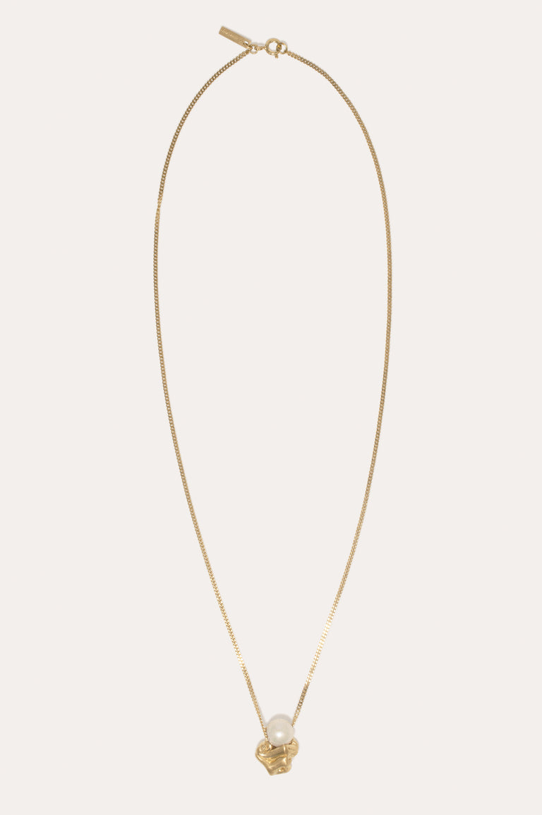 "Notsobig" Crumple - Pearl and Recycled Gold Vermeil Pendant