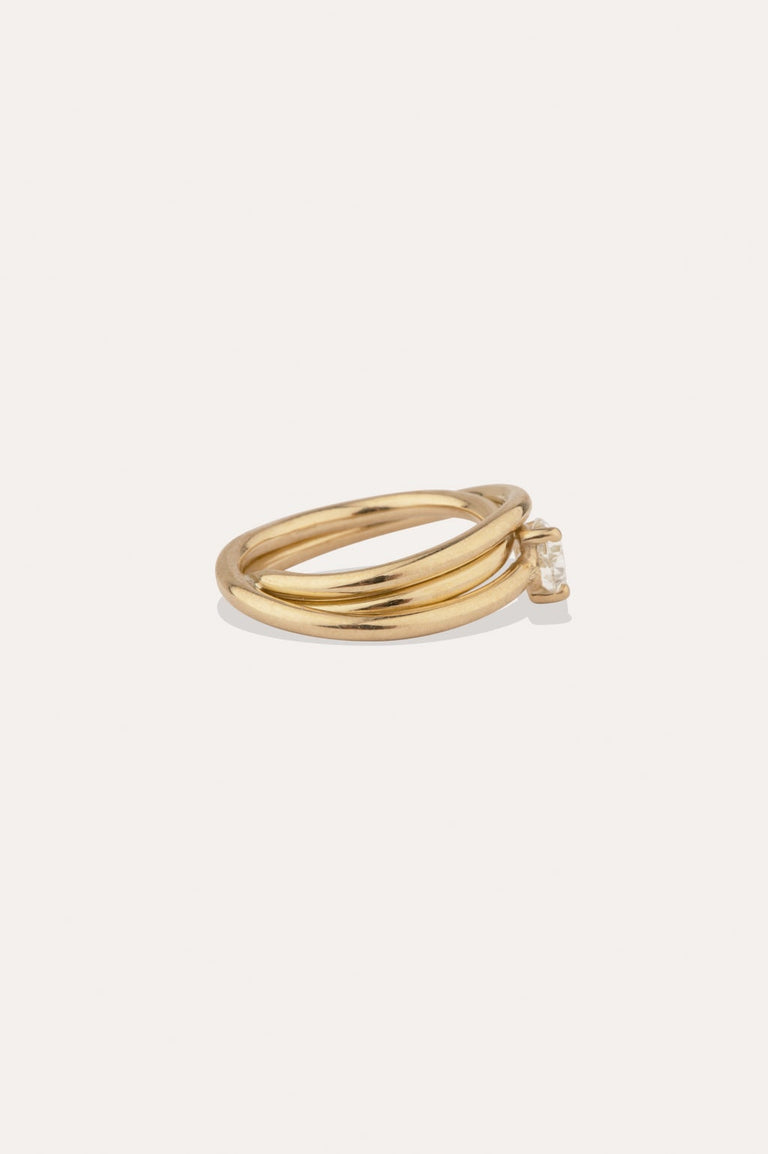 Bedrock - 18 Carat Yellow Gold and Pear Diamond Solitaire Engagement Ring