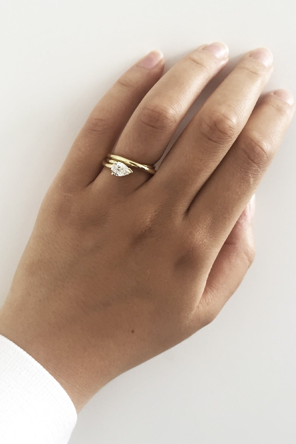 Bedrock 18 Carat Yellow Gold and Pear Diamond Engagement Ring