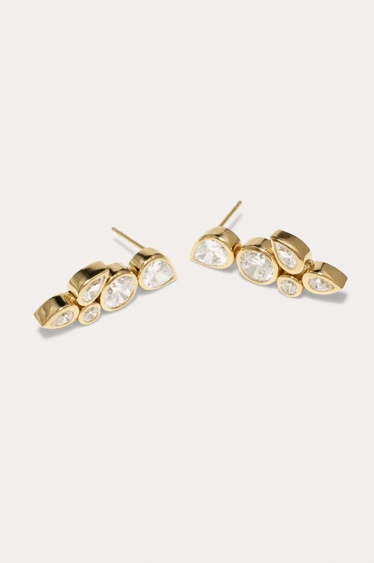 Comme deux gouttes d'eau - Boucles d'oreilles en zircone et vermeil d'or recyclé