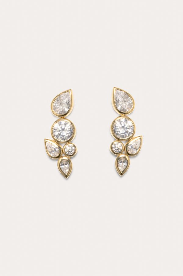 Comme deux gouttes d'eau - Boucles d'oreilles en zircone et vermeil d'or recyclé