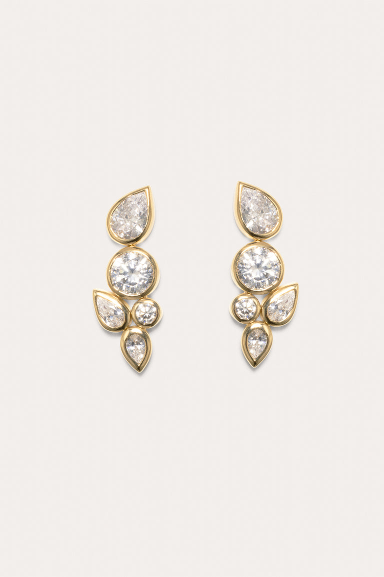 Comme deux gouttes d'eau - Boucles d'oreilles en zircone et vermeil d'or recyclé