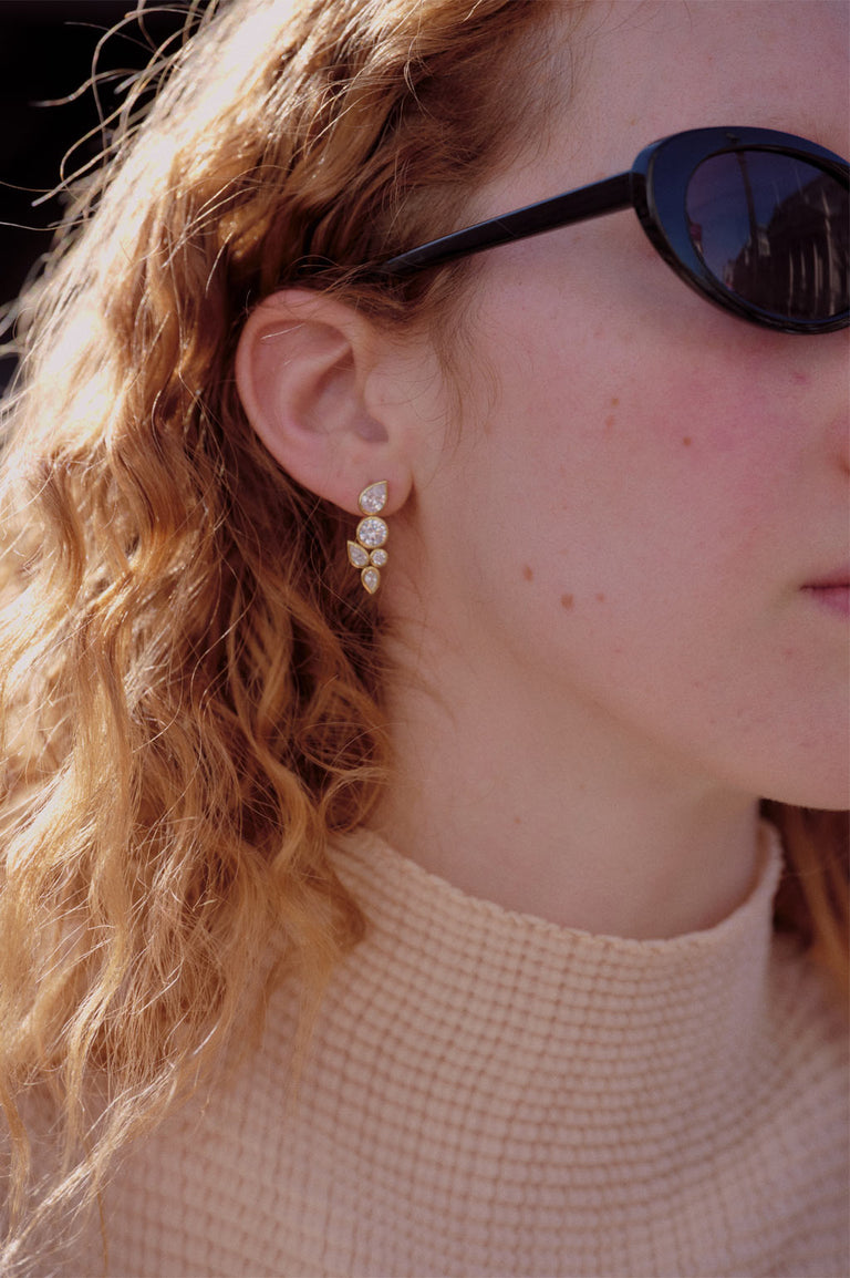 Comme deux gouttes d'eau - Boucles d'oreilles en zircone et vermeil d'or recyclé