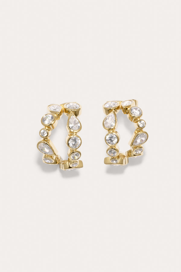 Comme deux gouttes d'eau IV – Boucles d'oreilles en oxyde de zirconium et vermeil