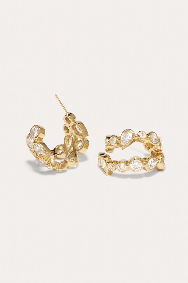 Like Peas in a Pod IV - Cubic Zirconia and Gold Vermeil Earrings