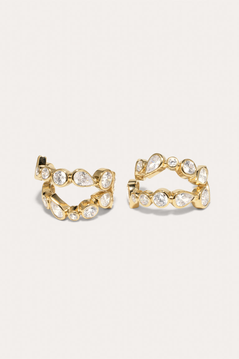 Like Peas in a Pod IV - Cubic Zirconia and Gold Vermeil Earrings