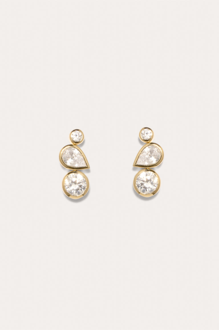 Like Peas in a Pod II - Zirconia and Recycled Gold Vermeil Earrings