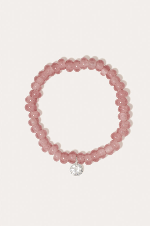 Chutes - Bracelet perles en oxyde de zirconium et verre rose recyclé