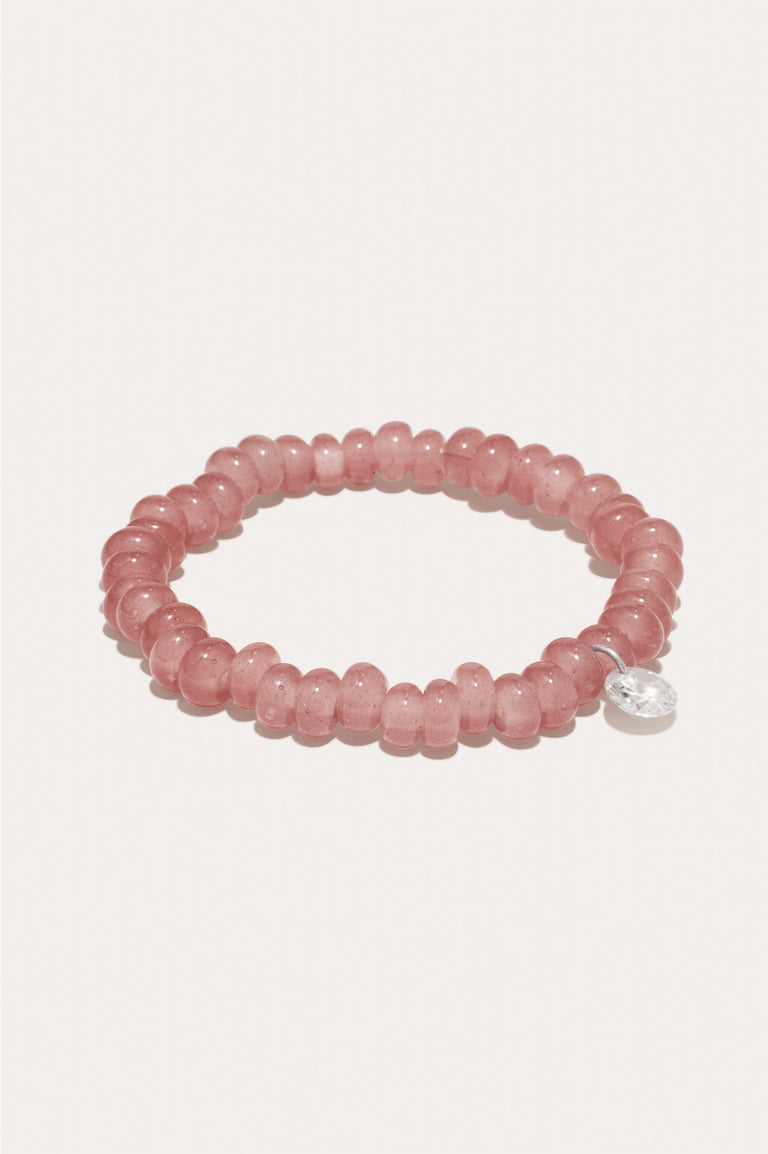 Z27 - Zirconia and Recycled Pink Glass Bead Bracelet