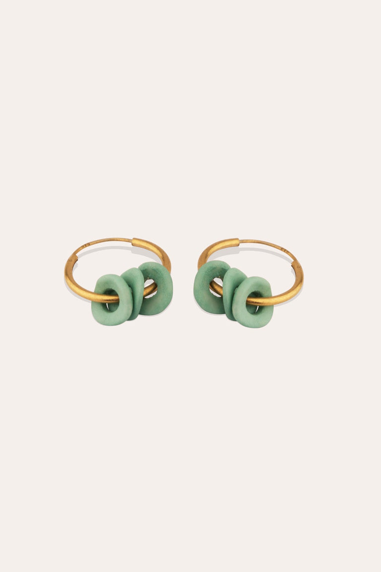 The Remains of a Dream - Green Ceramic and Gold Vermeil Earrings
