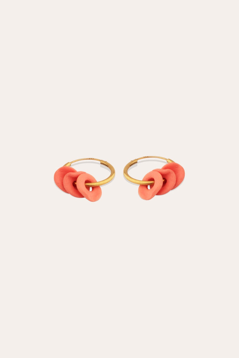 The Remains of a Dream - Pink Ceramic and Gold Vermeil Earrings