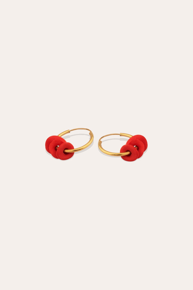 The Remains of a Dream - Red Ceramic and Gold Vermeil Earrings