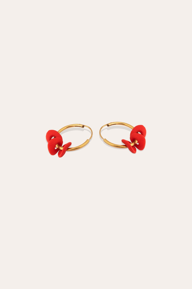 The Remains of a Dream - Red Ceramic and Gold Vermeil Earrings