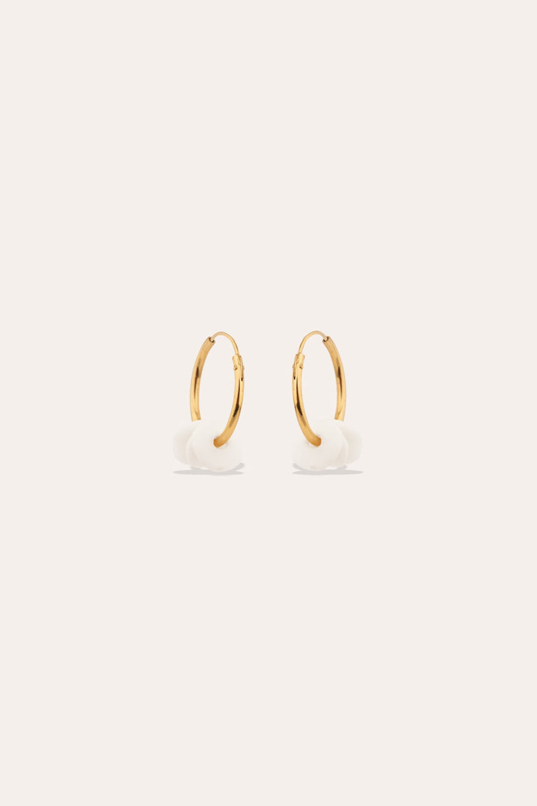 The Remains of a Dream - White Ceramic and Gold Vermeil Earrings